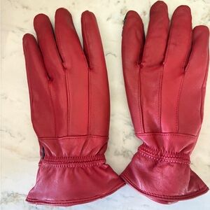 Chic Red Leather Gloves